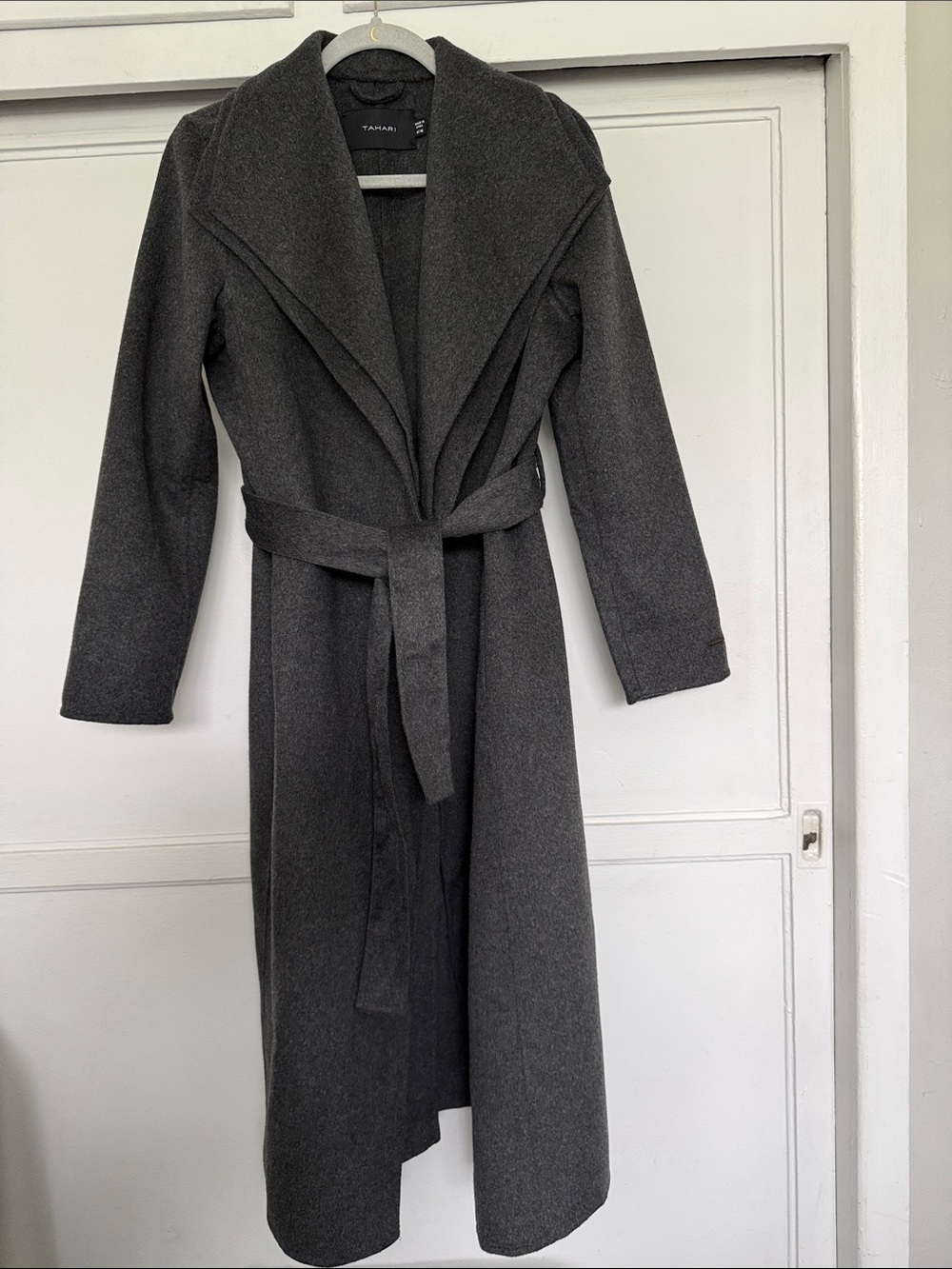 Tahari Charcoal Belted Wrap Trench Coat